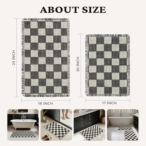 50% Off MatEssenz 2-Piece Checkered Bath Mat Set - Image 2