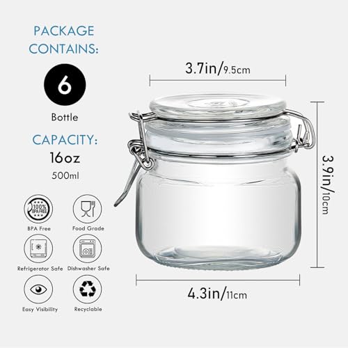 5% Off YEBODA 16oz Glass Food Storage Jars (6-Pack) - Image 3