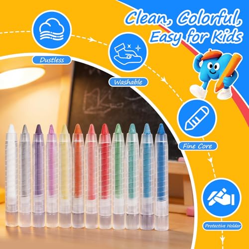 40% Off NewFamily 12-Color Dustless Chalk for Kids - Image 2