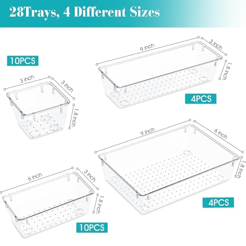StorMiracle 28 PCS Clear Drawer Organizers Set at 46% Off - Image 2