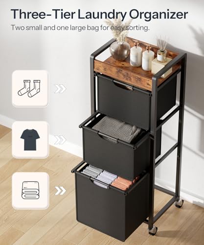 50% Off HOOBRO 3-Section Laundry Hamper with Wheels - Image 4