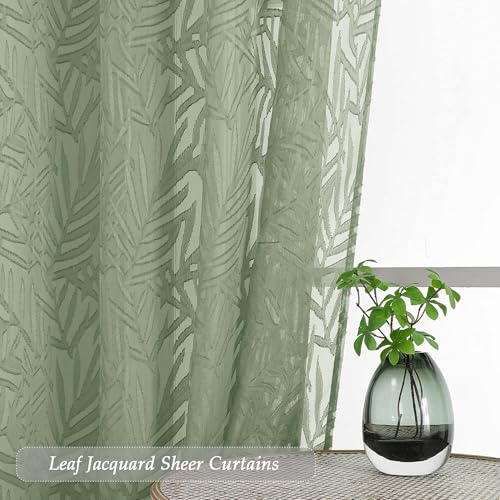 50% Off Sage Green Sheer Curtains 90 Inches Long - Image 2