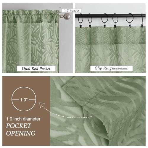 50% Off Sage Green Sheer Curtains 90 Inches Long - Image 3