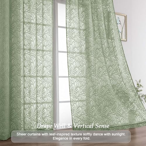50% Off Sage Green Sheer Curtains 90 Inches Long - Image 7