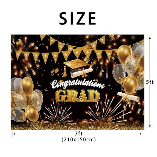 58% Off Gold Black Graduation Photo Backdrop 7x5ft - Image 3