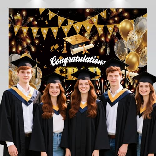 58% Off Gold Black Graduation Photo Backdrop 7x5ft - Image 6