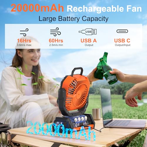 40% Off Honesorn 20000mAh Camping Fan with LED - Image 3