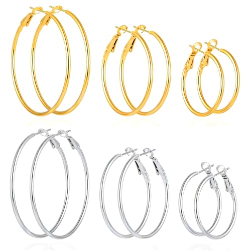 50% Off Gold Silver Hoop Earrings Set for Women - Image 1