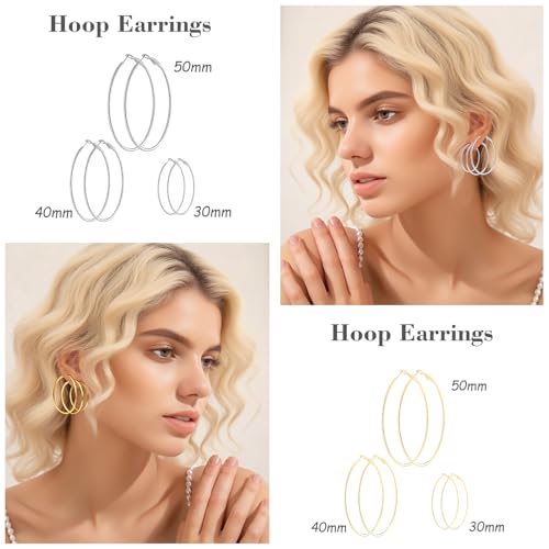 50% Off Gold Silver Hoop Earrings Set for Women - Image 2