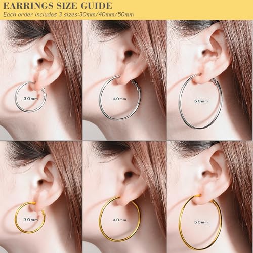 50% Off Gold Silver Hoop Earrings Set for Women - Image 3
