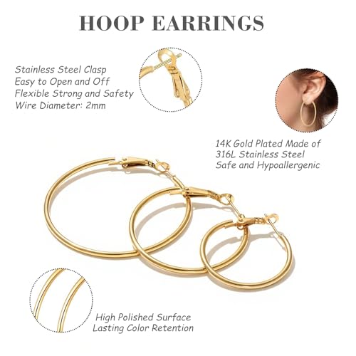 50% Off Gold Silver Hoop Earrings Set for Women - Image 4