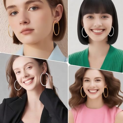 50% Off Gold Silver Hoop Earrings Set for Women - Image 5