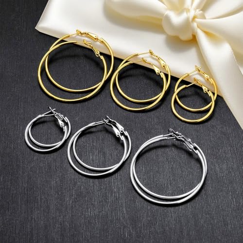 50% Off Gold Silver Hoop Earrings Set for Women - Image 6