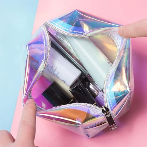 50% Off Rainbow Holographic Makeup Bag – Clear TPU Pouch - Image 3