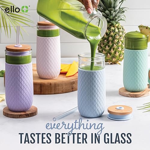 31% Off Ello 18oz Glass Tumbler with Straw & Bamboo Lid - Image 4