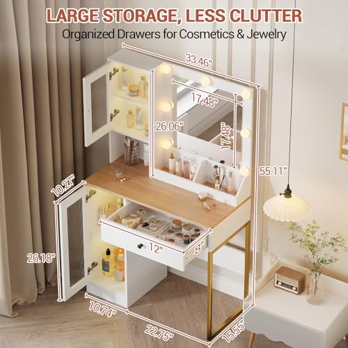 33% Off IDEALHOUSE Makeup Vanity Desk w/ Lights & Charging - Image 3