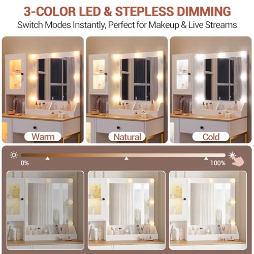 33% Off IDEALHOUSE Makeup Vanity Desk w/ Lights & Charging - Image 5