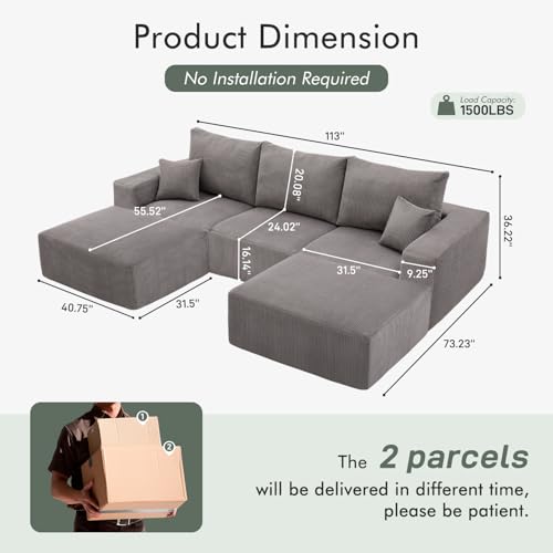 44% Off Gericco 113" Modular Sectional Couch - Image 2