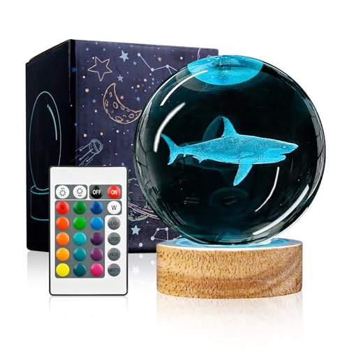 50% Off 3D Shark Crystal Ball Night Light with Remote