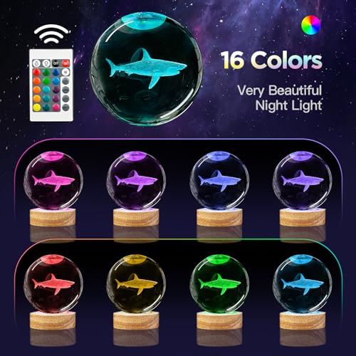50% Off 3D Shark Crystal Ball Night Light with Remote - Image 2