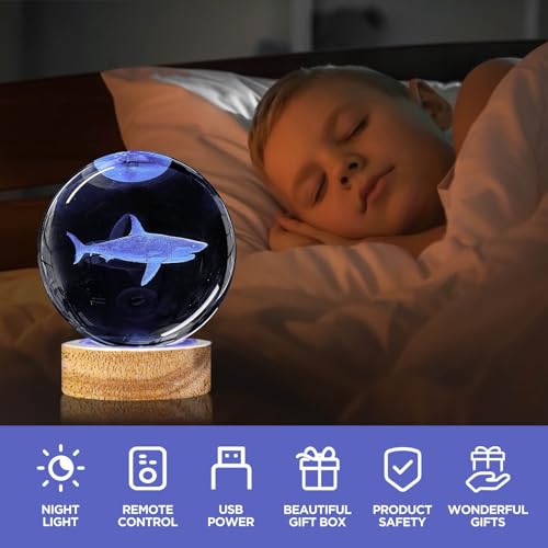 50% Off 3D Shark Crystal Ball Night Light with Remote - Image 3