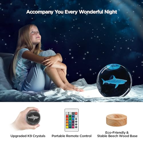 50% Off 3D Shark Crystal Ball Night Light with Remote - Image 5