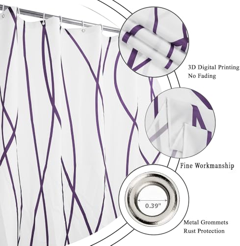 50% Off Purple & White Striped Shower Curtain Set - Image 5