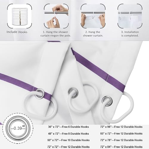 50% Off Purple & White Striped Shower Curtain Set - Image 6