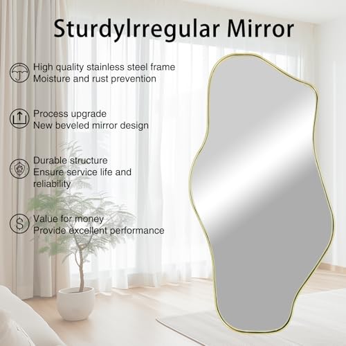 47" Irregular Wall Mirror with Gold Frame – Save 40% - Image 4