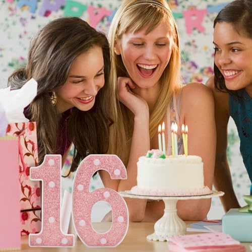 50% Off Pink Glitter 16 LED Light Up Numbers for Sweet 16 - Image 5