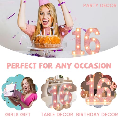 50% Off Pink Glitter 16 LED Light Up Numbers for Sweet 16 - Image 6
