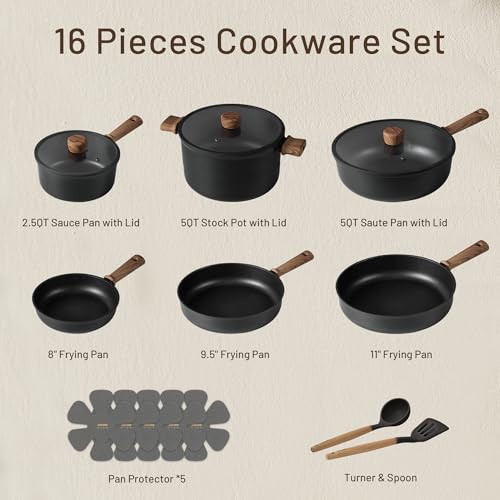 CAROTE 16pc Cookware Set: 36% Off & Nonstick - Image 2