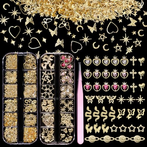 50% Off 300 Pcs Gold Nail Charms Kit for DIY Nail Art - Image 1