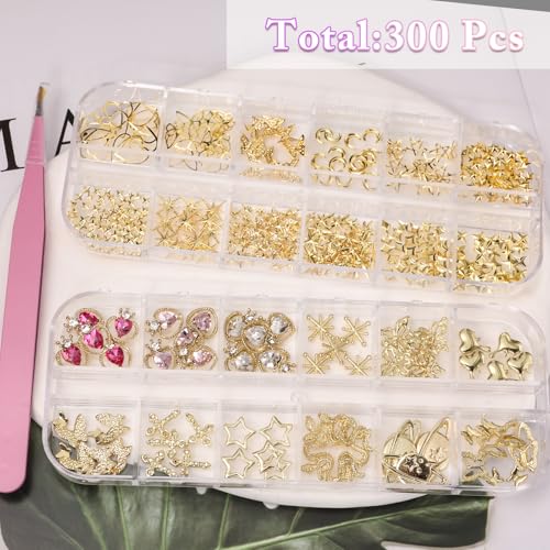 50% Off 300 Pcs Gold Nail Charms Kit for DIY Nail Art - Image 2