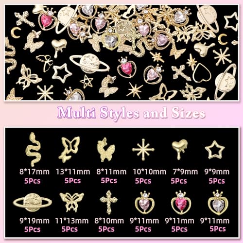 50% Off 300 Pcs Gold Nail Charms Kit for DIY Nail Art - Image 3