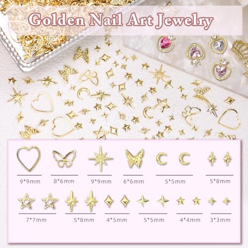 50% Off 300 Pcs Gold Nail Charms Kit for DIY Nail Art - Image 4