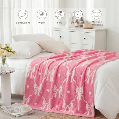 42% Off WRENSONGE Pink Diamond Bowknot Throw Blanket - Image 3