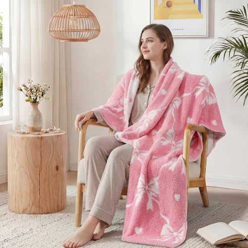 42% Off WRENSONGE Pink Diamond Bowknot Throw Blanket - Image 5