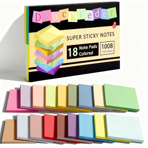 Best Value: 18 Pads of Colorful Self-Stick Notes 3x3 in - Image 1