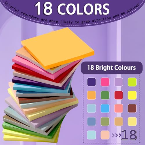 Best Value: 18 Pads of Colorful Self-Stick Notes 3x3 in - Image 2