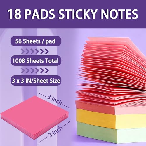 Best Value: 18 Pads of Colorful Self-Stick Notes 3x3 in - Image 4