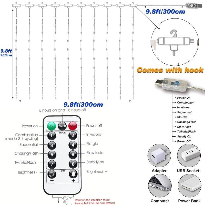 50% Off Honche 300LED Colorful Curtain String Lights - Image 2