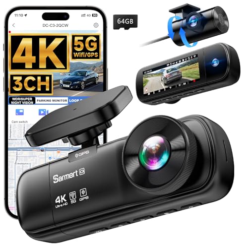 SARMERT 4K 3-Channel Dash Cam at 30% Off