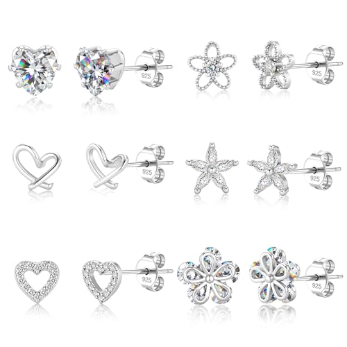 Heart Stud Earrings Set – 6 Pairs, Hypoallergenic, Now $15.98 - Image 1