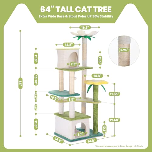 20% Off HYABI 64-Inch Cat Tree Tower with Scratching Posts - Image 3