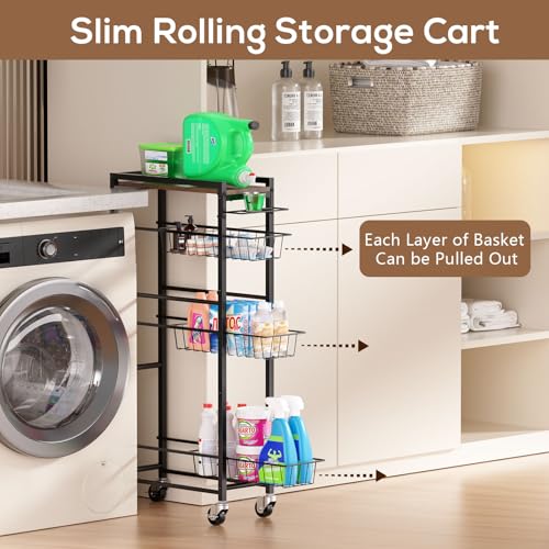 46% Off Slim Rolling Storage Cart with Pull-Out Baskets - Image 2