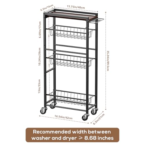 46% Off Slim Rolling Storage Cart with Pull-Out Baskets - Image 3