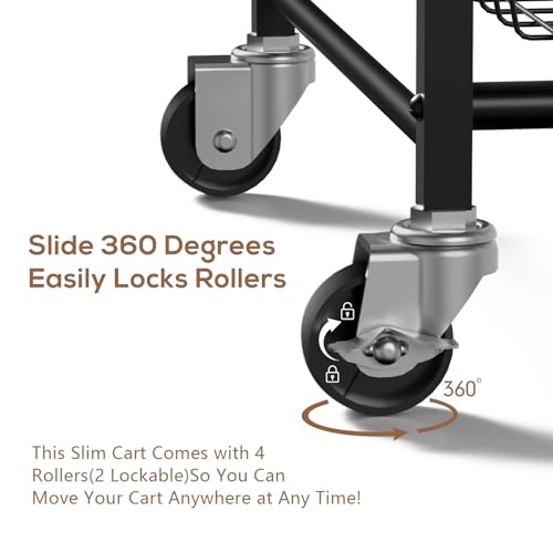 46% Off Slim Rolling Storage Cart with Pull-Out Baskets - Image 4