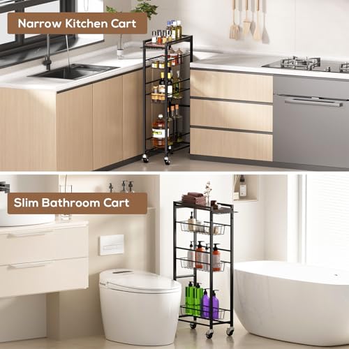 46% Off Slim Rolling Storage Cart with Pull-Out Baskets - Image 6