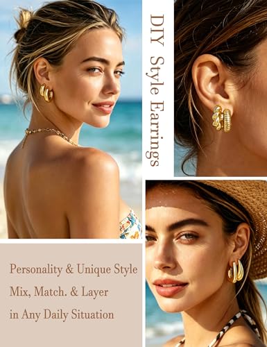 36% Off 16 Pairs Starfish Gold Hoop Earrings Set for Women - Image 5